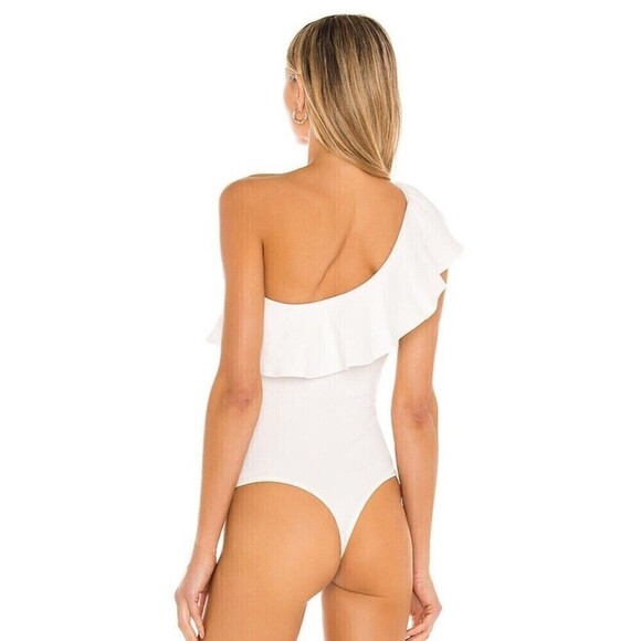 Show Me Your Mumu Ophelia Ruffle Bodysuit Bone Stretch Small NWT $94 - Picture 4 of 8